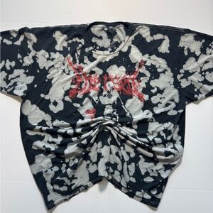 Y2K The Used Band Emo Heartwork Skeleton Black and White Tie Dye 2XL Shirt